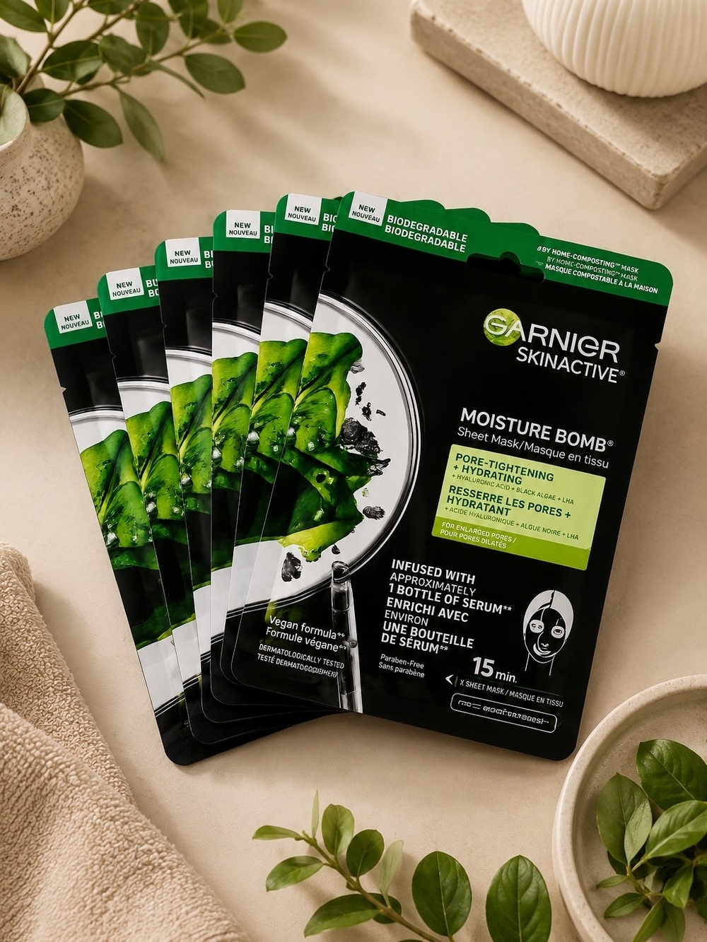 Garnier Moisture Bomb Pore Tightening Sheet Mask Bundle of 6 NWT